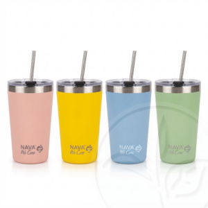 Vaso/ taza termo tapa + pajita 450ml